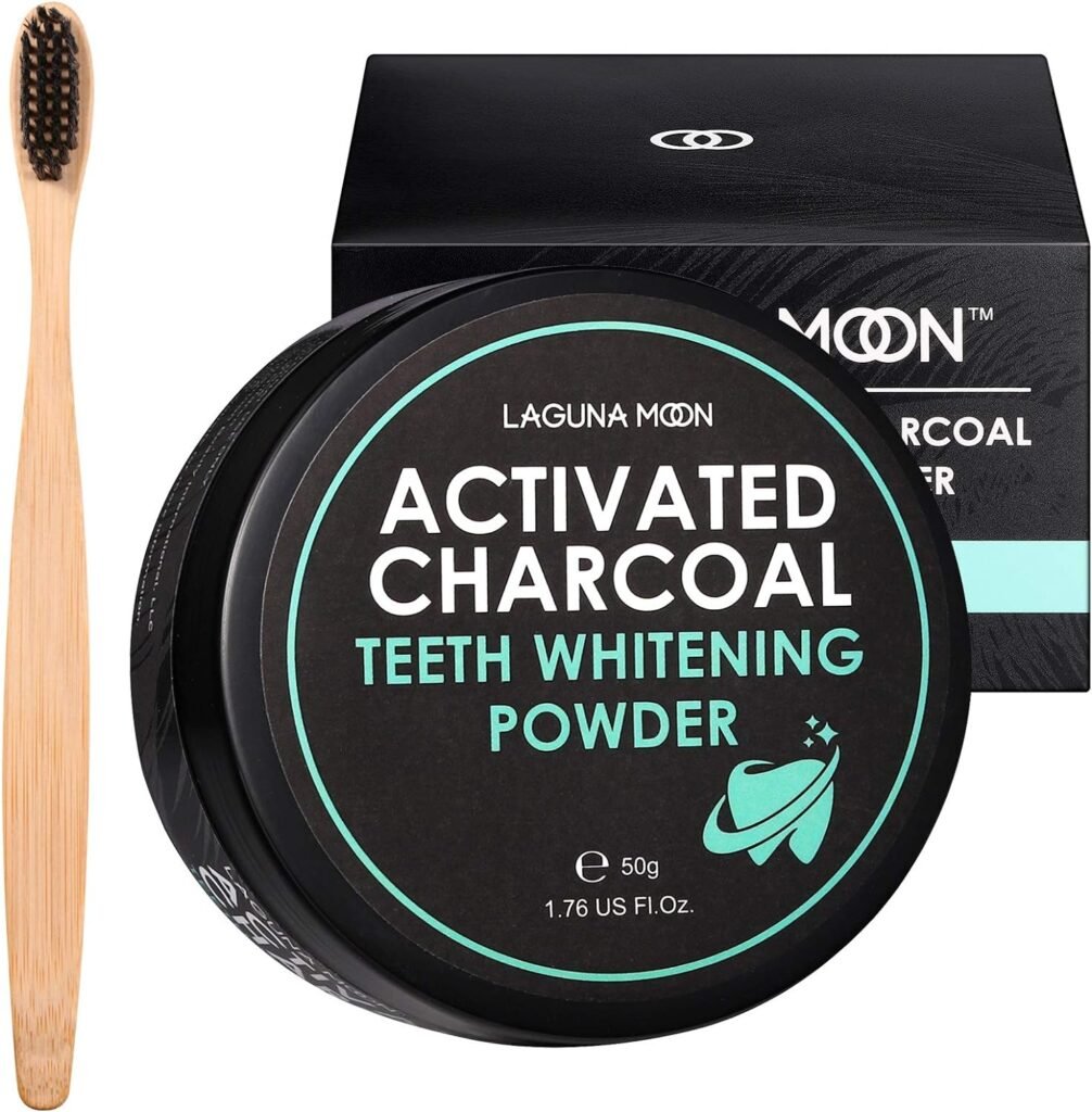 Activated Charcoal Teeth Whitening Powder with Bamboo Toothbrush - 50g Natural Coconut Charcoal, Effective Teeth Stain Remover and Toothpaste Alternative - Safe for Gums Or Enamel