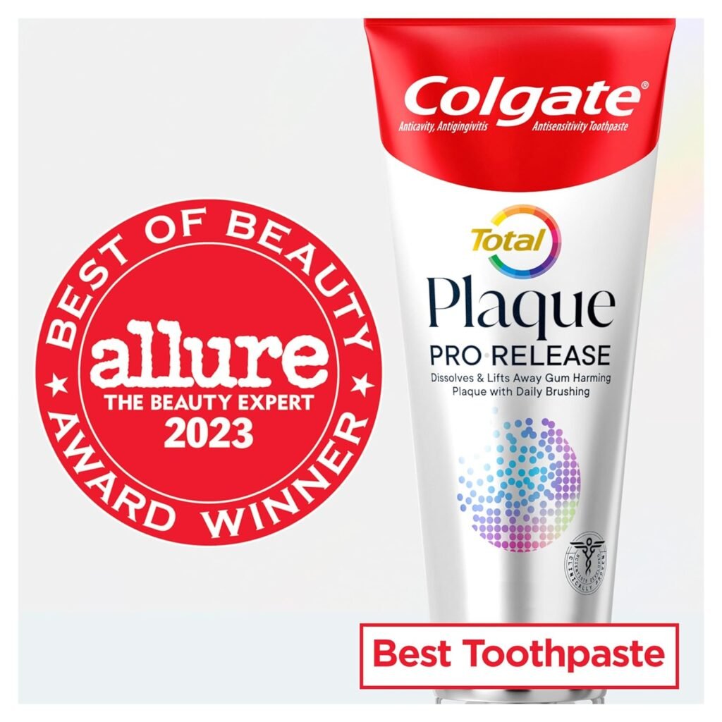 Colgate Total Plaque Pro Release Whitening Toothpaste, Whitening Anticavity Toothpaste, Helps Reduce Plaque and Whitens Teeth, 1 Pack, 3.0 Oz Tube