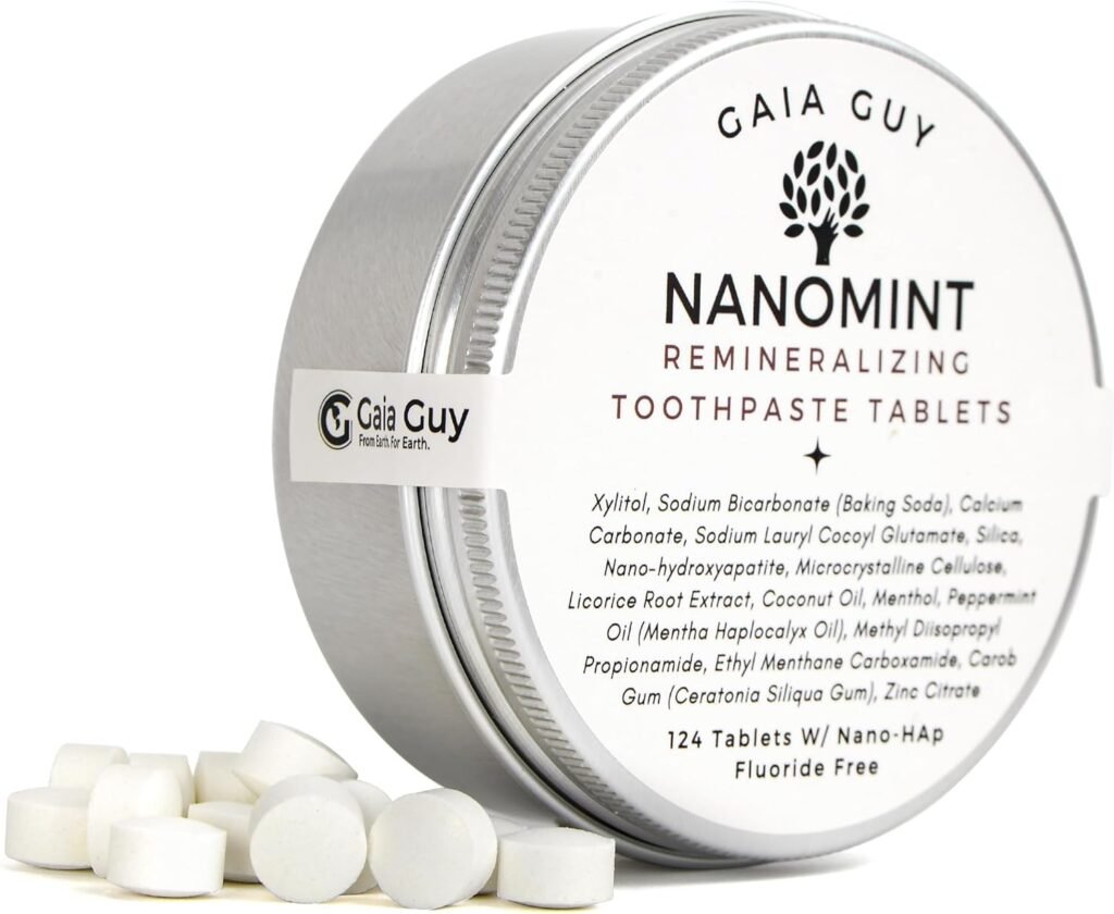 NanoMint | Remineralizing Toothpaste Tablets | Nano Hydroxyapatite Fluoride Free | 124 Toothpaste Tabs | Eco Friendly, Travel Mouthwash Tablets | Freshens Breath  Strengthens Tooth Enamel