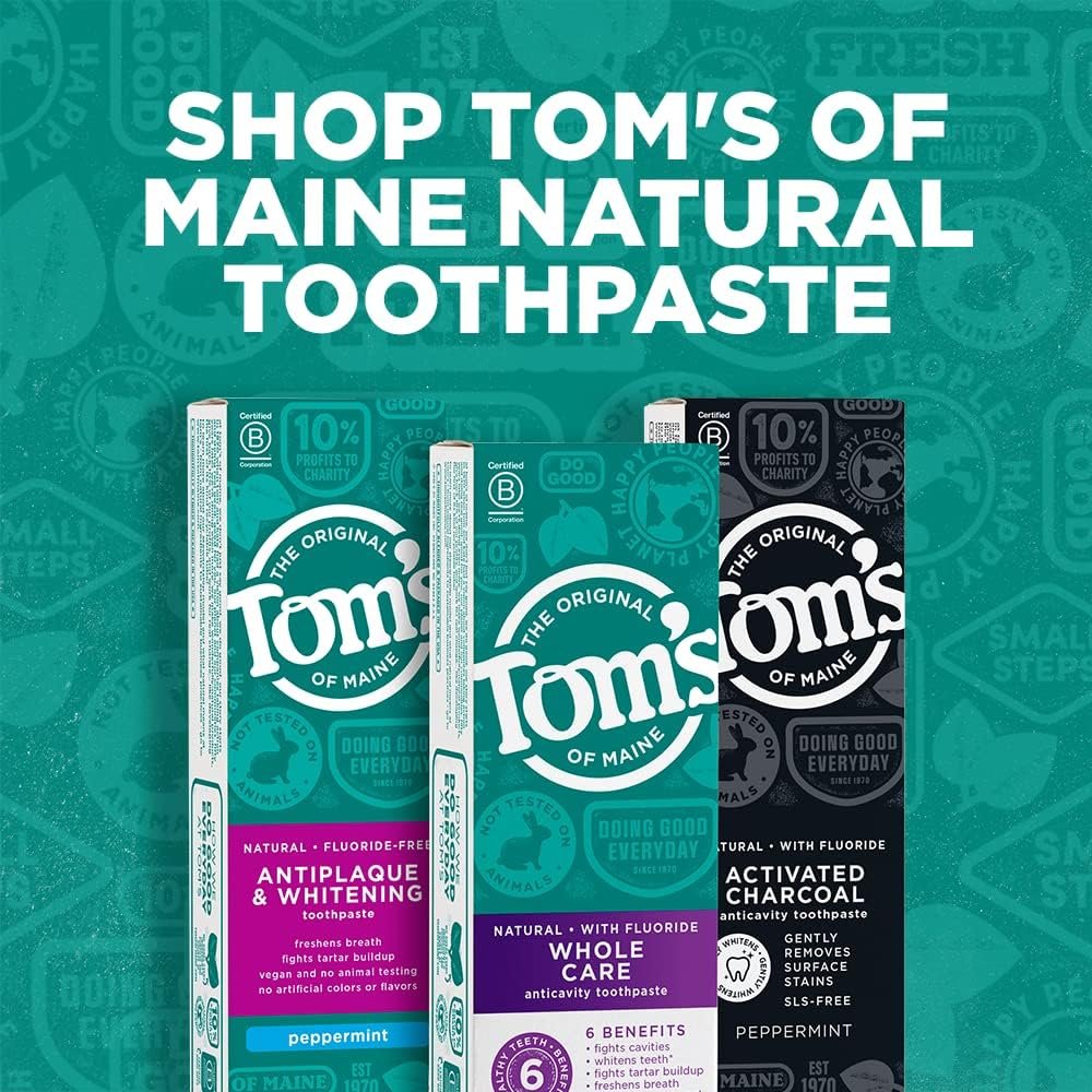 Toms of Maine Activated Charcoal Whitening Toothpaste with Fluoride, Peppermint, 4.7 oz. 3-Pack (Packaging May Vary)