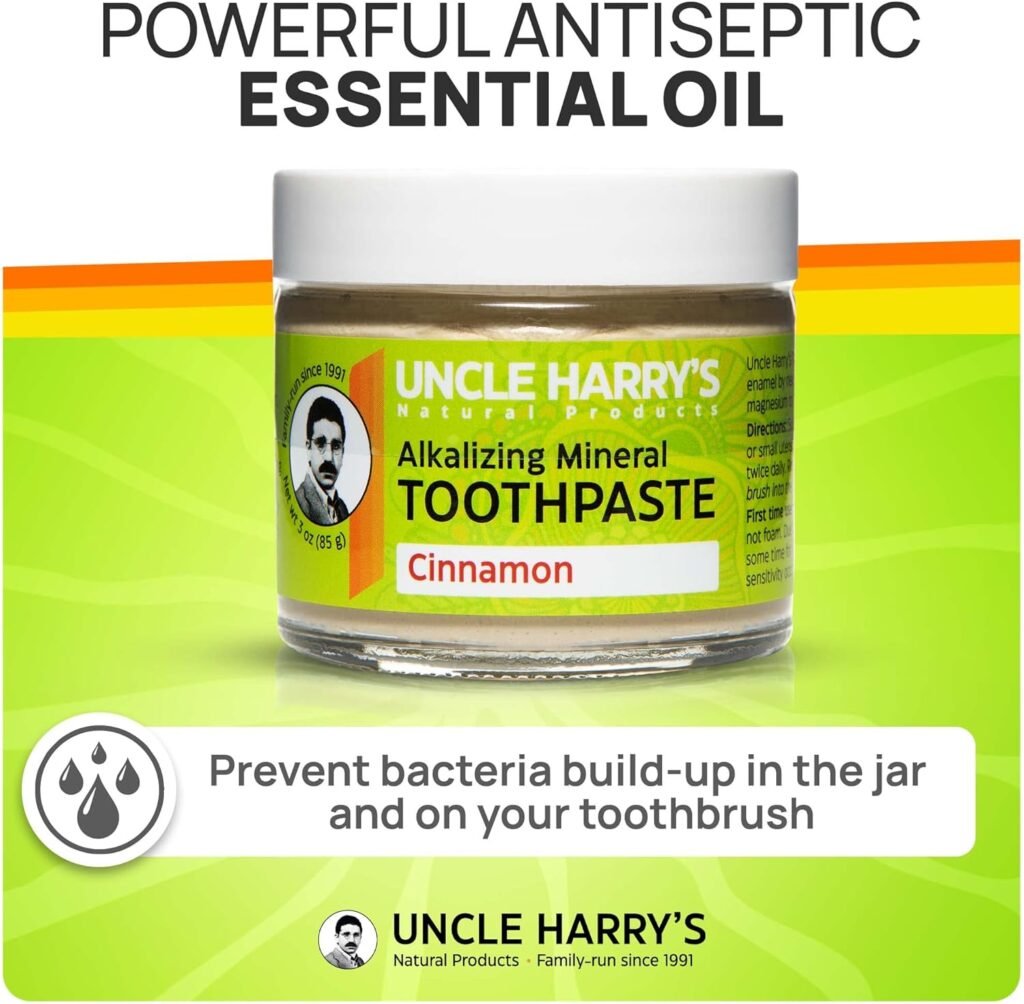 Uncle Harrys Peppermint Remineralizing Toothpaste | Natural Whitening Toothpaste Freshens Breath  Promotes Enamel | Vegan Fluoride Free Toothpaste (4 Pack)