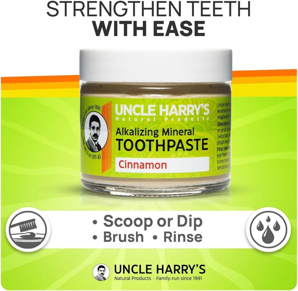 Uncle Harrys Peppermint Remineralizing Toothpaste | Natural Whitening Toothpaste Freshens Breath  Promotes Enamel | Vegan Fluoride Free Toothpaste (4 Pack)