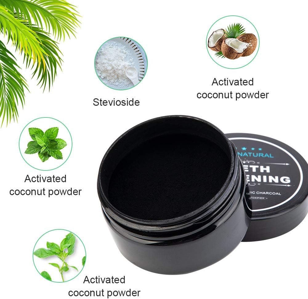 2-Pack Teeth Whitening Charcoal Powder, WUBLSYAN Activated Charcoal Tooth Cleaning Powder, Natural Toothpaste Alternative, Oral Care Sets Natural Coconut, Organic and Chemical Free