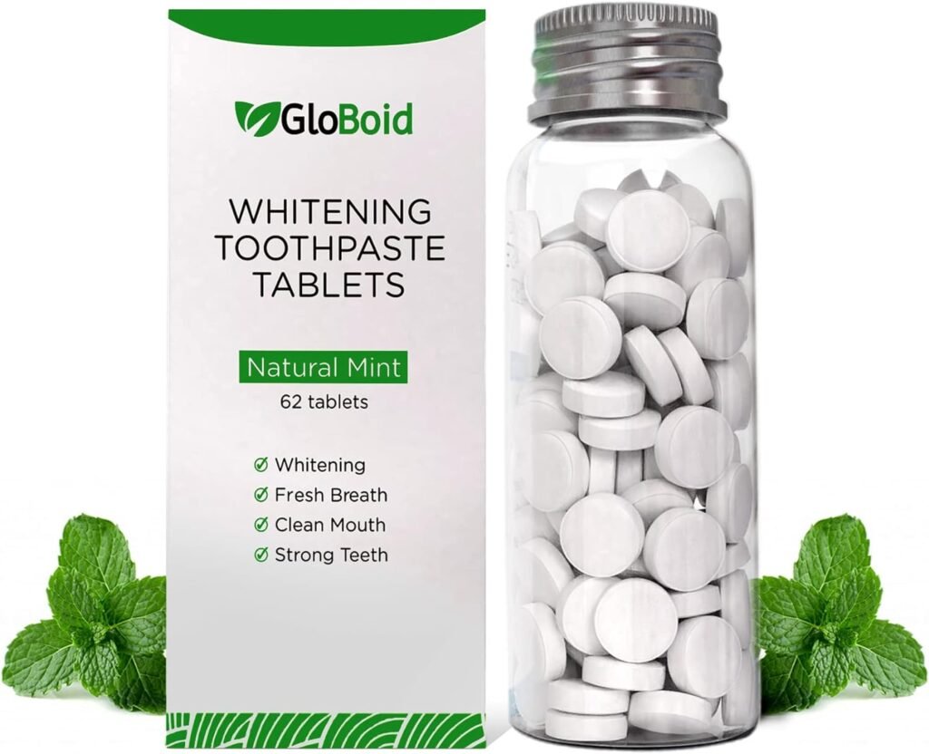 GloBoid Nano Hydroxyapatite Toothpaste Tablets, Zero Waste Toothpaste Bits, Eco Friendly  Plastic Free Toothpaste Tabs, Toothpaste Bites Perfect for Travel - 1 Month Supply - Mint