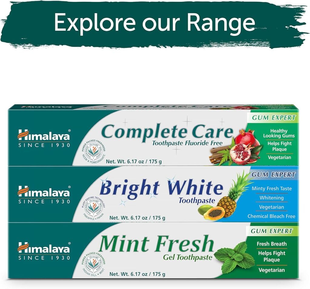 Himalaya Complete Care Toothpaste, Fluoride Free to Reduce Plaque and Brighten Teeth, 6.17 Oz