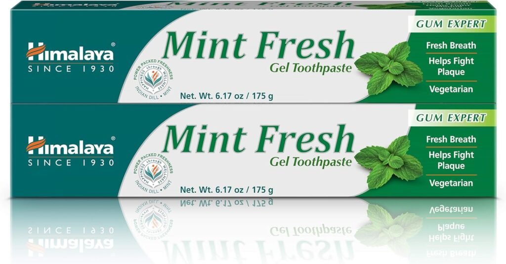 Himalaya Mint Fresh Gel Toothpaste, Fluoride Free to Reduce Plaque  Brighten Teeth, 6.17 oz, 2 Pack