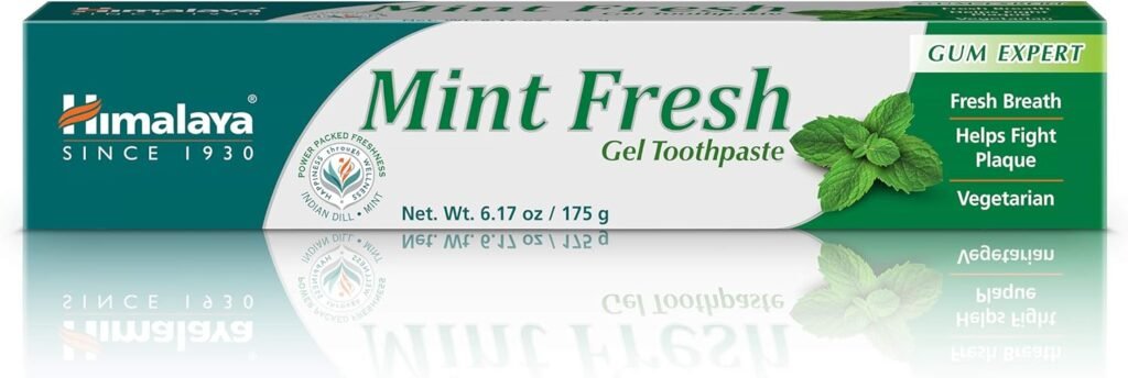 Himalaya Mint Fresh Gel Toothpaste, Fluoride Free to Reduce Plaque  Brighten Teeth, 6.17 oz, 2 Pack