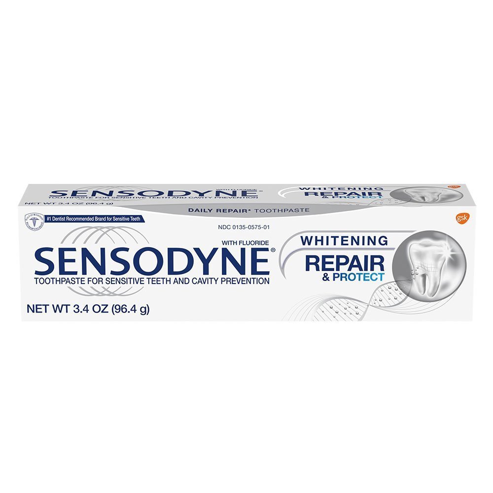 Sensodyne Repair and Protect Whitening Toothpaste, Toothpaste for Sensitive Teeth and Cavity Prevention, 3.4 oz