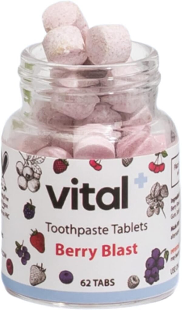 Vital Fresh Toothpaste Tablets Fluoride Free with Nano Hydroxyapatite Eco Friendly Toothpaste | 62 Toothpaste Tablets Mint Flavor Plastic Free| No Artificial Flavorings or SLS | Vegan | TSA Compliant