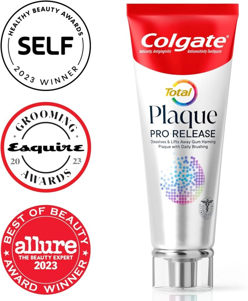 Colgate Total Plaque Pro Release Whitening Toothpaste, Whitening Anticavity Toothpaste, Helps Reduce Plaque and Whitens Teeth, 1 Pack, 3.0 Oz Tube