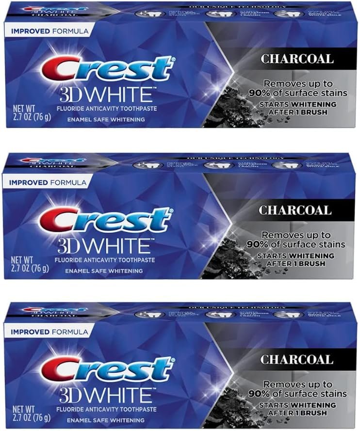 Crest 3D White Whitening Therapy Charcoal Deep Clean Fluoride Toothpaste, Invigorating Mint, 3.5 Ounce