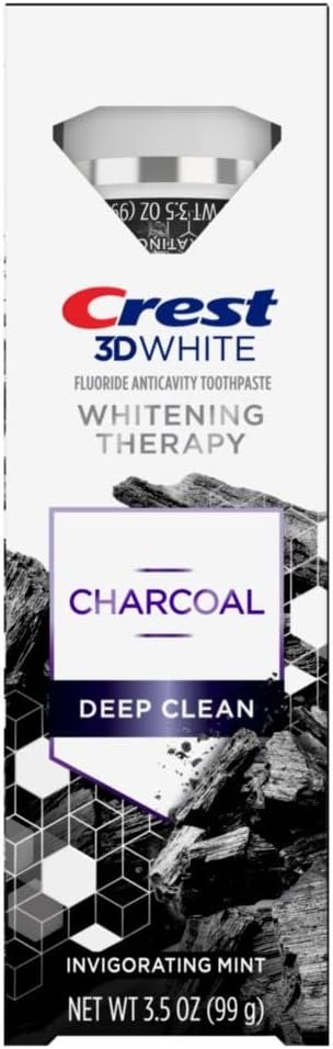 Crest 3D White Whitening Therapy Charcoal Deep Clean Fluoride Toothpaste, Invigorating Mint, 3.5 Ounce