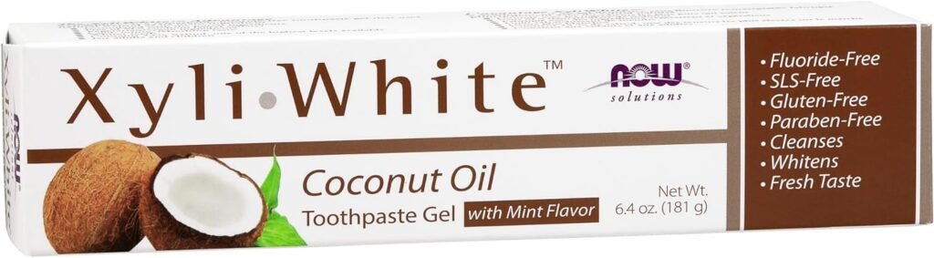 NOW Solutions, Xyliwhite™ Toothpaste Gel, Coconut Oil, Cleanses and Whitens, Cool Coconut-Mint Taste, 6.4-Ounce