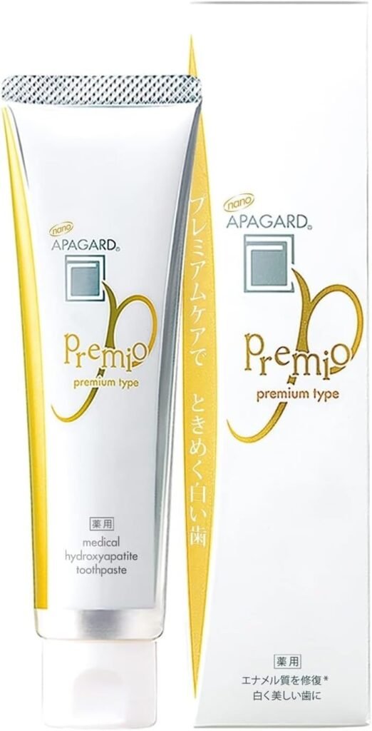 APAGARD® PREMIO, Sangis Nano-Hydroxyapatite Toothpaste for Naturally Whiter Teeth, No Fluoride, PREMIUM Type, 100g / 3.5 oz, Double Mint Flavor