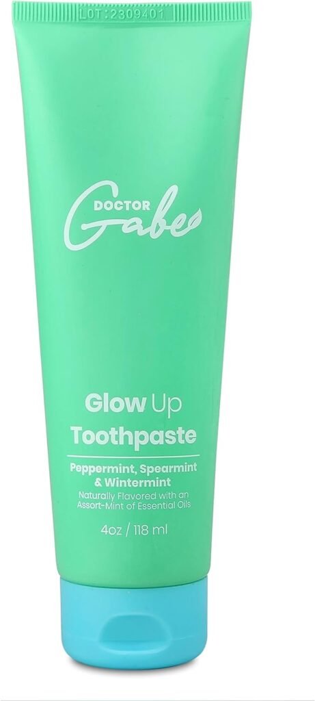 Dr. Gabe Glow Up Toothpaste - All Natural Hydroxyapatite Toothpaste Remineralize Enamel, Protect Tooth’s Outer Layer, and Freshens Breath - Fluoride Free, Antiplaque, Rich in Essential Oils, 4oz