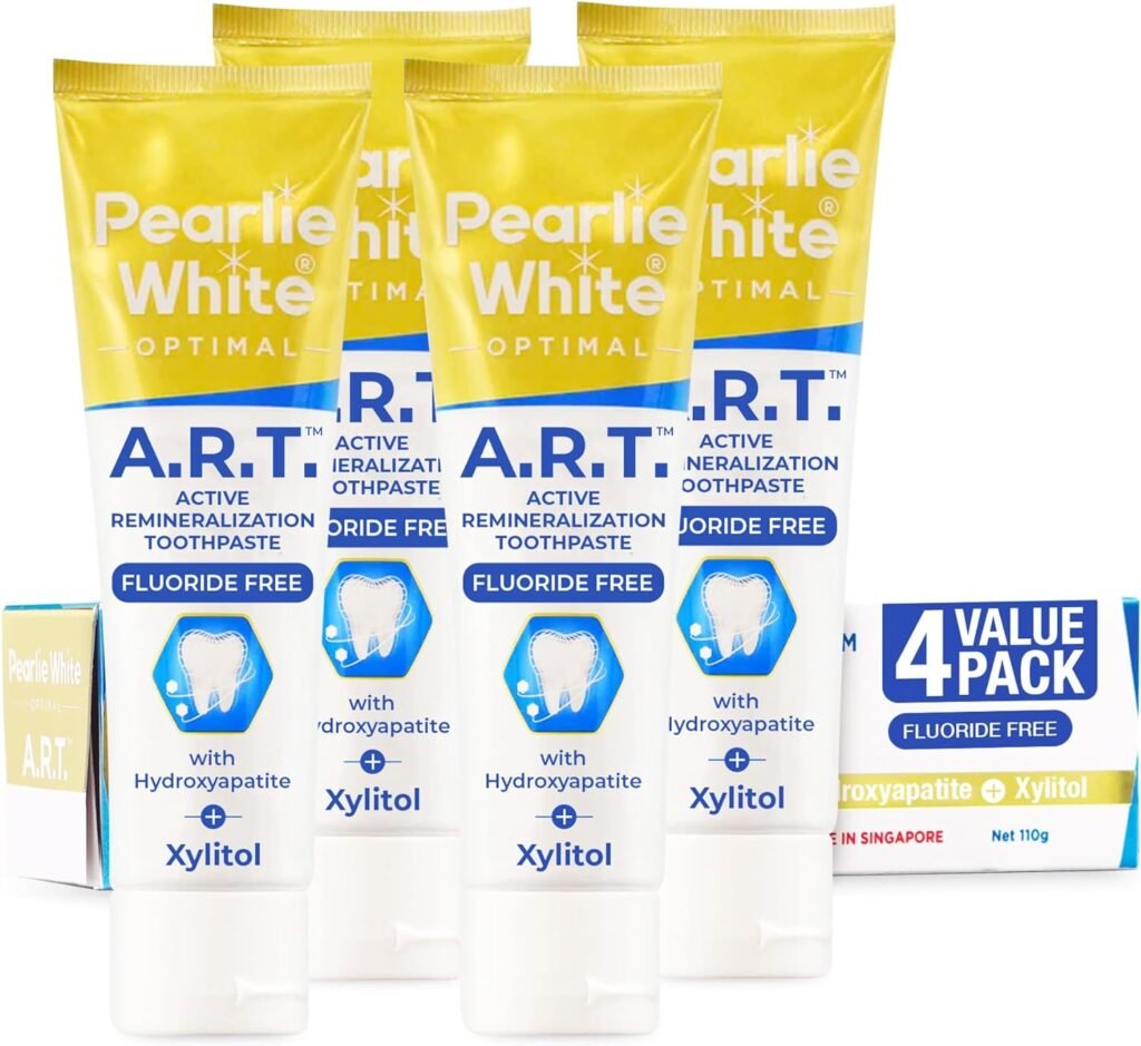 Pearlie White Active Remineralization Fluoride Free Toothpaste | 3.8oz/110gm | Hydroxyapatite Toothpaste for Tooth Enamel Repair | Contains Xylitol | Helps Remove Stains | 1 Pack