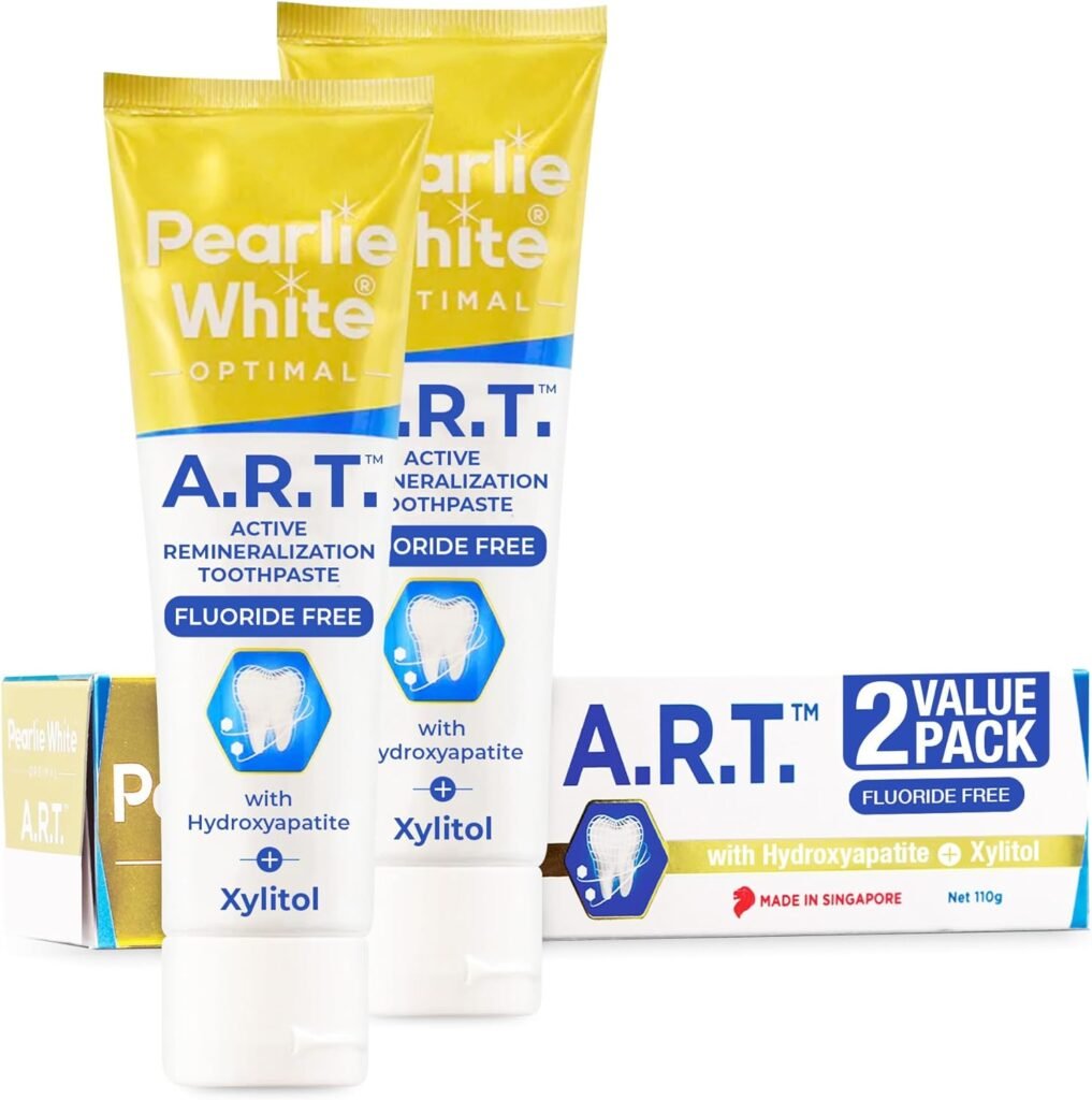 Pearlie White Active Remineralization Fluoride Free Toothpaste | 3.8oz/110gm | Hydroxyapatite Toothpaste for Tooth Enamel Repair | Contains Xylitol | Helps Remove Stains | 1 Pack