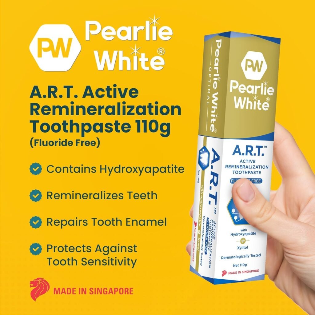 Pearlie White Active Remineralization Fluoride Free Toothpaste | 3.8oz/110gm | Hydroxyapatite Toothpaste for Tooth Enamel Repair | Contains Xylitol | Helps Remove Stains | 1 Pack