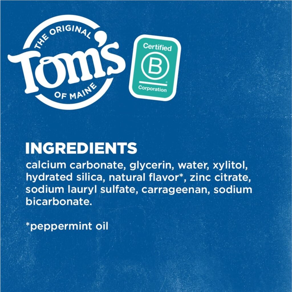 Toms of Maine Fluoride-Free Antiplaque  Whitening Natural Toothpaste, Peppermint, 5.5 oz. 2-Pack