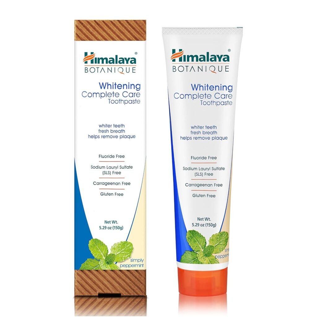 Himalaya Botanique Complete Care Whitening Toothpaste, Simply Peppermint, for a Clean Mouth, Whiter Teeth and Fresh Breath, 5.29 oz