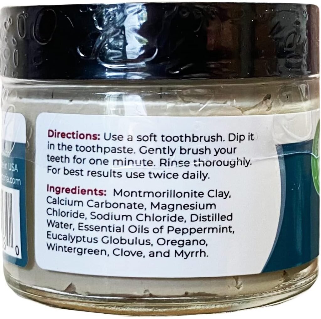 Pack of 4 Viva Doria Fluoride Free Natural Toothpaste - Peppermint (3 oz Glass jar) Refreshes Mouth, Freshens Breath, Keeps Teeth and Gum Healthy