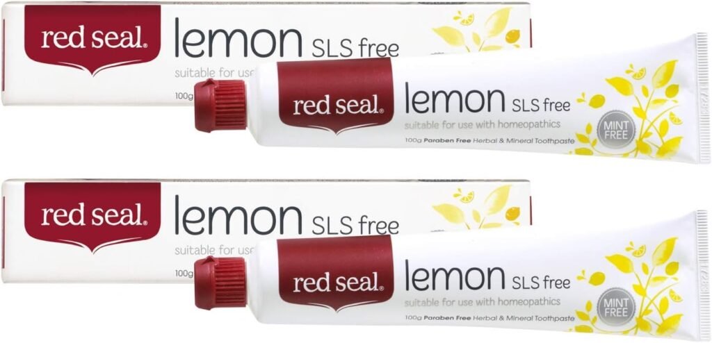 Red Seal Lemon Toothpaste for Homeopaths, Homeopathic Friendly Mint Free, Fluoride Free, No SLS, Fresh Citrus Flavor – Refreshing Natural Lemon Flavored Toothpaste, No Mint Flavor 3.5oz