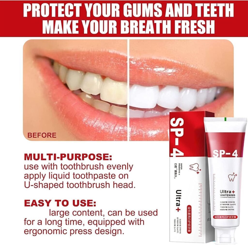 Sp-4 Toothpaste, Brightening  Stain Removing Toothpaste, sp-4 probiotic whitening toothpaste，Teeth Whitener Toothpaste, Natural Tooth Whitener. (2Pcs)