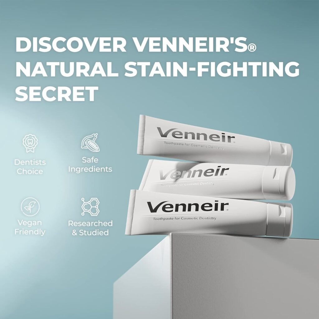 Venneir® Professional Toothpaste for Veneers, Implants, Bondings, Crowns  Sensitive Teeth — Stain Removing, Whitening, Natural, SLS Free, Pro Enamel Repair