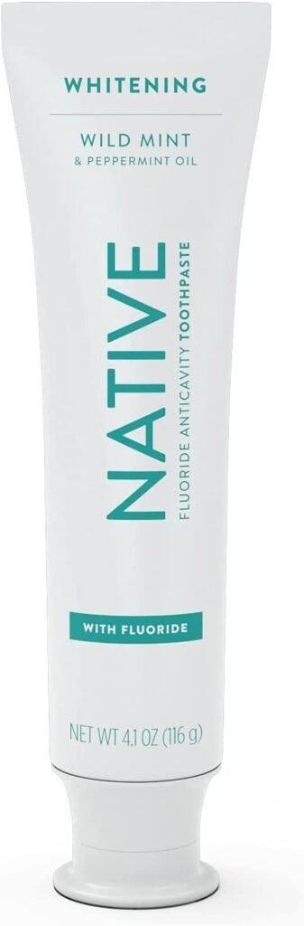 Native Toothpaste made from Naturally-Derived Cleaners and Simple Ingredients That Safely Whitens Teeth, 4.1 oz, Wild Mint with Fluoride - 1 Count